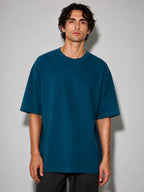 Oversized Fit Cotton T-Shirt - Teal