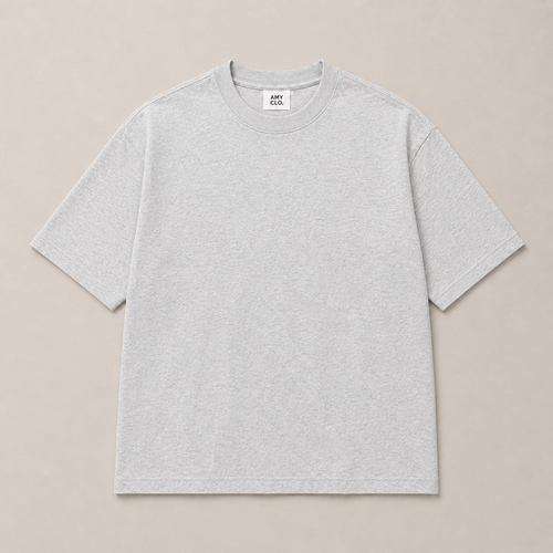 Boxy Fit Cotton T-Shirt - Heather Grey