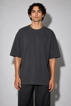 Oversized Fit Cotton T-Shirt - Charcoal Grey