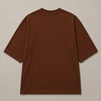Oversized Fit Cotton T-Shirt - Brown
