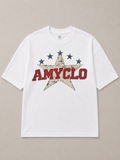 Retro Star Oversized Fit Cotton T-Shirt - Pure White