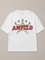 Retro Star Oversized Fit Cotton T-Shirt - Pure White