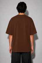 Oversized Fit Cotton T-Shirt - Brown