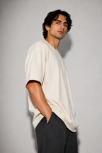 Oversized Fit Cotton T-Shirt - Ivory