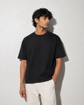 Boxy Fit Cotton T-Shirt - Black