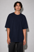 Oversized Fit Cotton T-Shirt - Navy