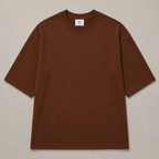Oversized Fit Cotton T-Shirt - Brown