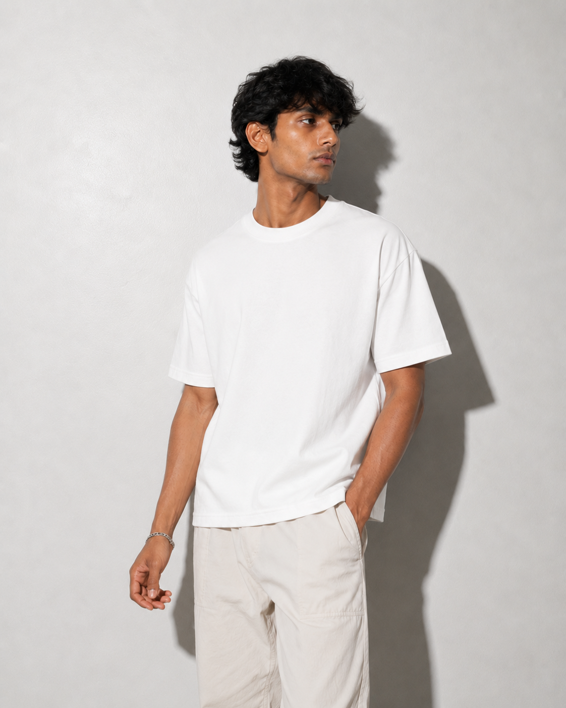 Boxy Fit Cotton T-Shirt - White