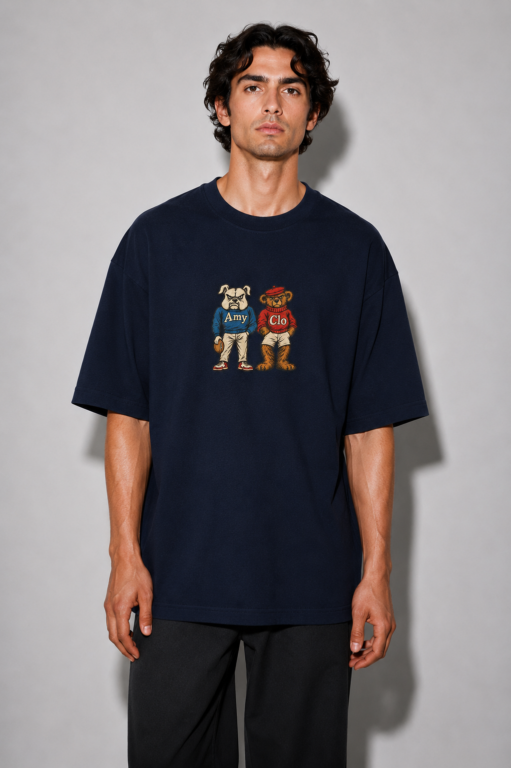 Campus Rivals Oversized Fit Cotton T-Shirt - Navy