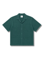 Green Waffle Knit Cuban Collar Shirt