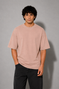 Oversized Fit Cotton T-Shirt - Dusty Pink