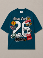 Stay Cool Oversized Fit Cotton T-Shirt - Teal