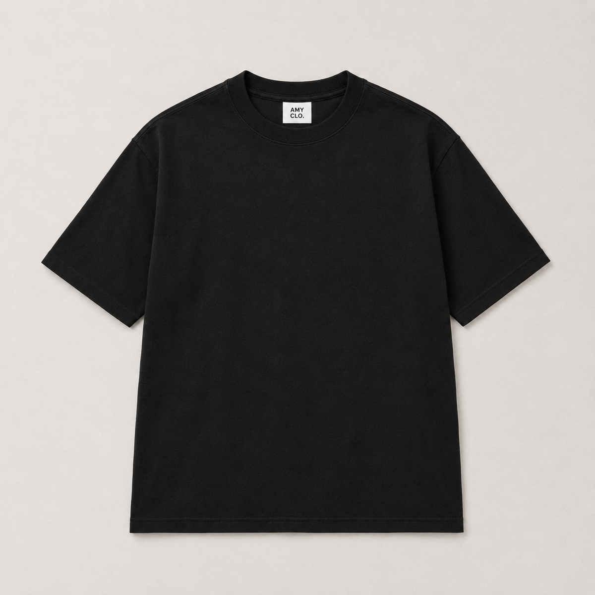 Boxy Fit Cotton T-Shirt - Black