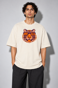 Wild Sight Oversized Fit Cotton T-Shirt - Ivory