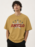 Retro Star Oversized Fit Cotton T-Shirt - Sand