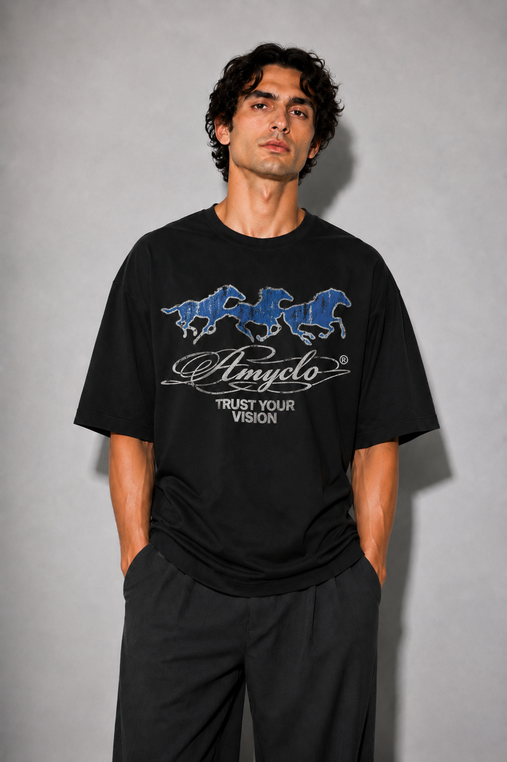 Trust Your Vision Oversized Fit Cotton T-Shirt - Black