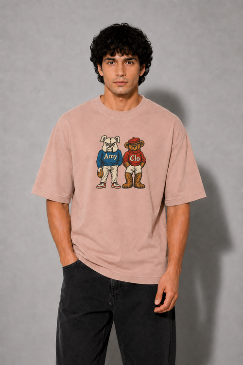 Campus Rivals Oversized Fit Cotton T-Shirt - Dusty Pink