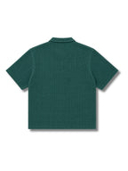 Green Waffle Knit Cuban Collar Shirt
