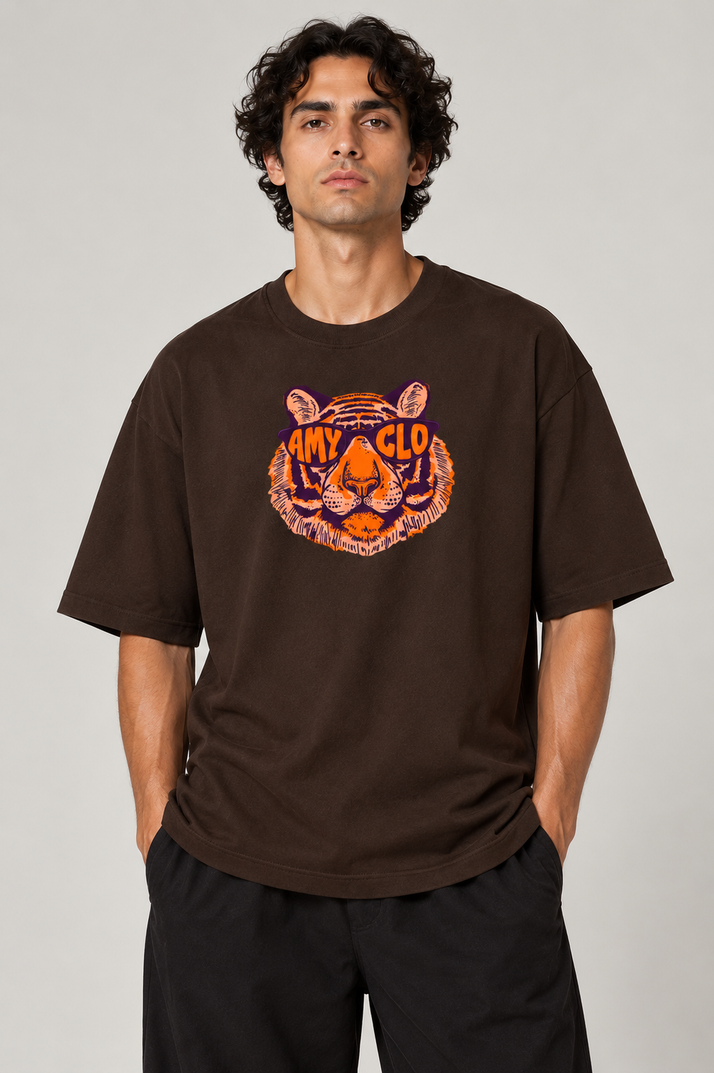 Wild Sight Oversized Fit Cotton T-Shirt - Dark Brown