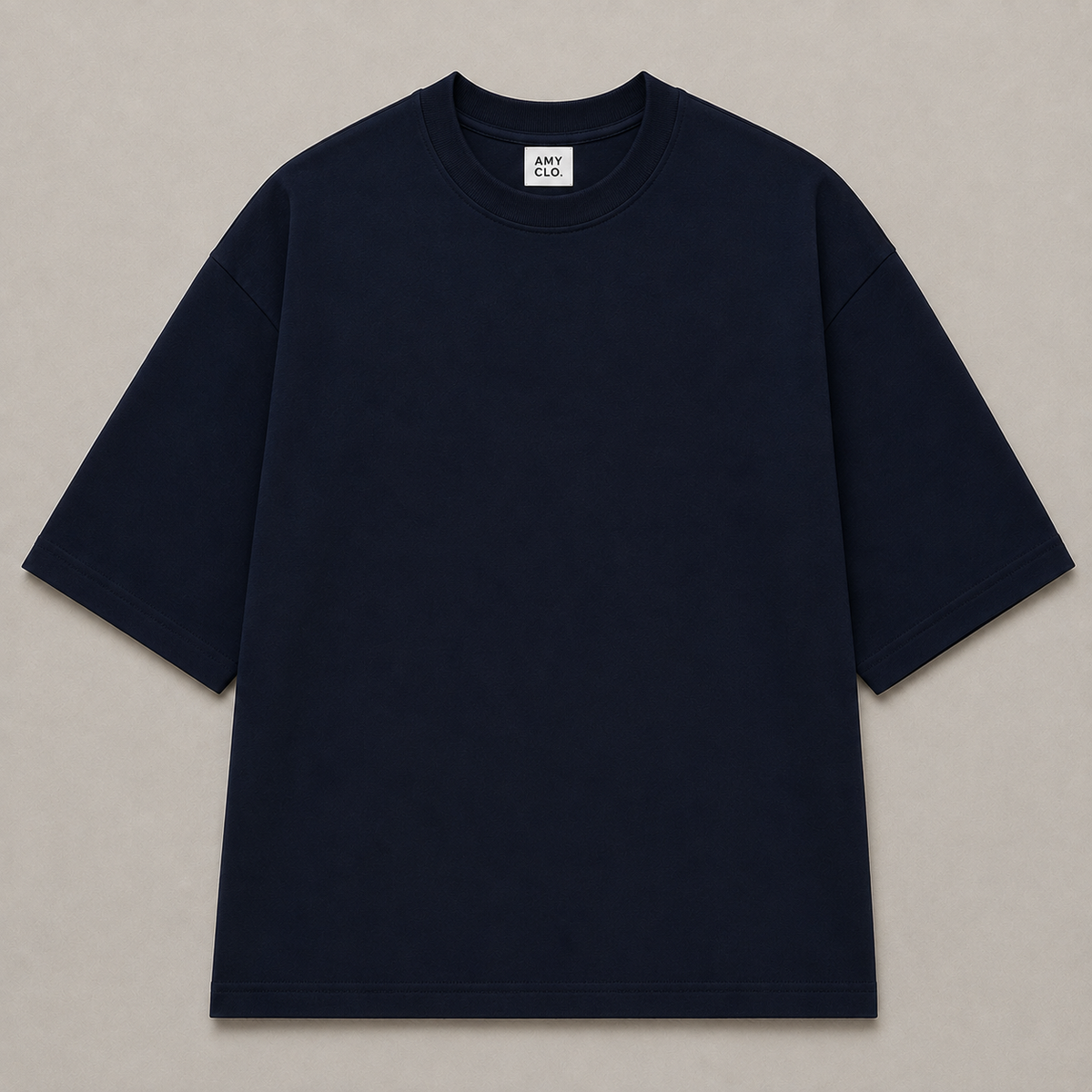 Oversized Fit Cotton T-Shirt - Navy