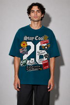 Stay Cool Oversized Fit Cotton T-Shirt - Teal