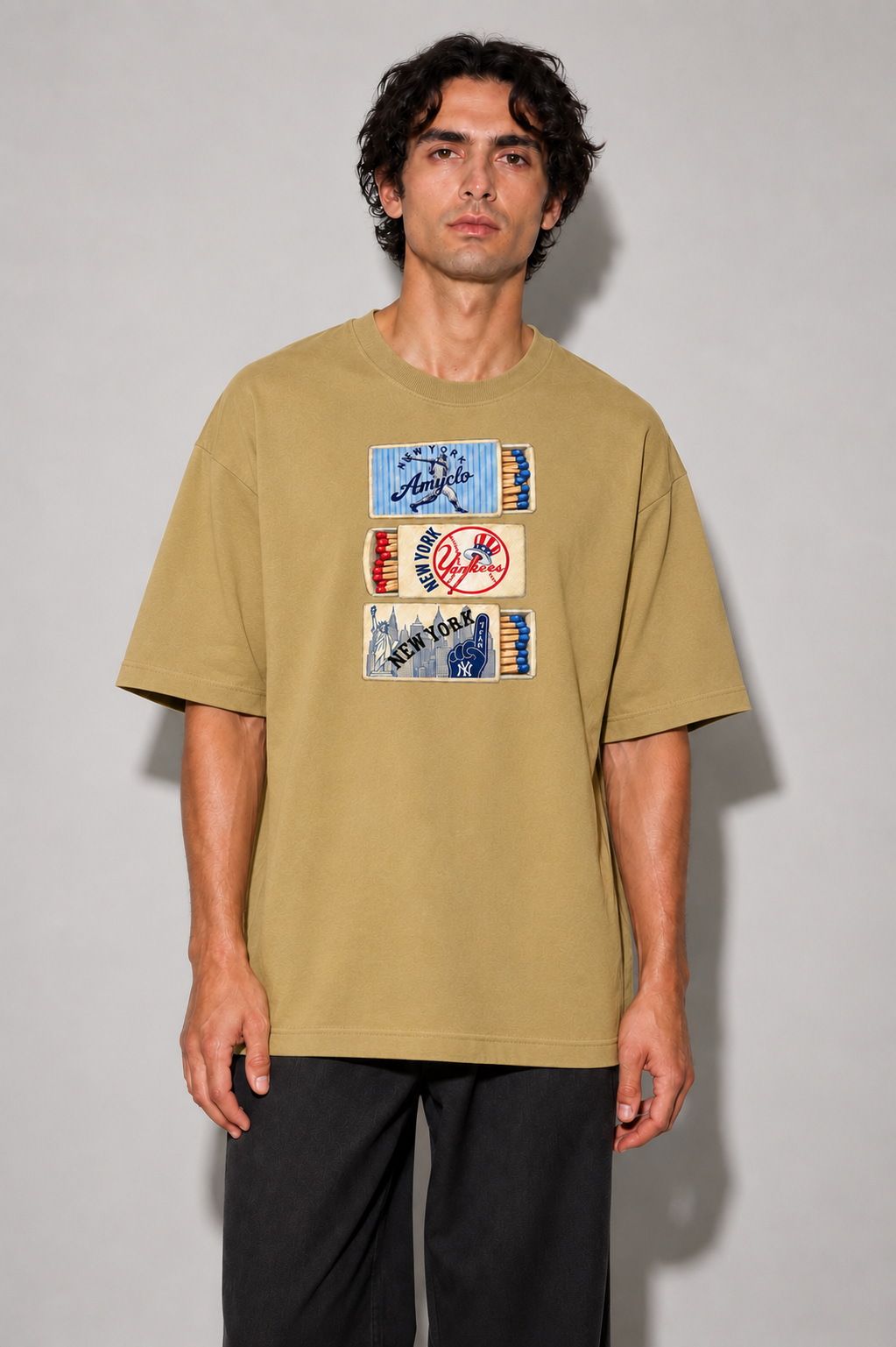 Matchbook Series Oversized Fit Cotton T-Shirt - Sand