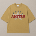 Retro Star Oversized Fit Cotton T-Shirt - Sand