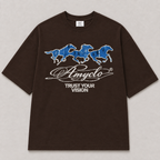Trust Your Vision Oversized Fit Cotton T-Shirt - Dark Brown