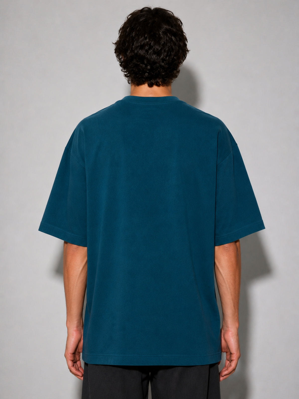 Oversized Fit Cotton T-Shirt - Teal