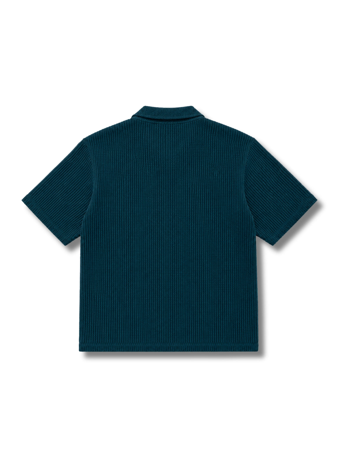 Teal Waffle Knit Cuban Collar Shirt