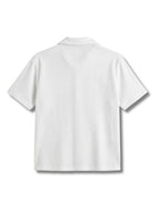 White Waffle Knit Cuban Collar Shirt