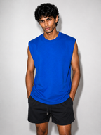 Oversized Cut Sleeve Tee - Royal Blue