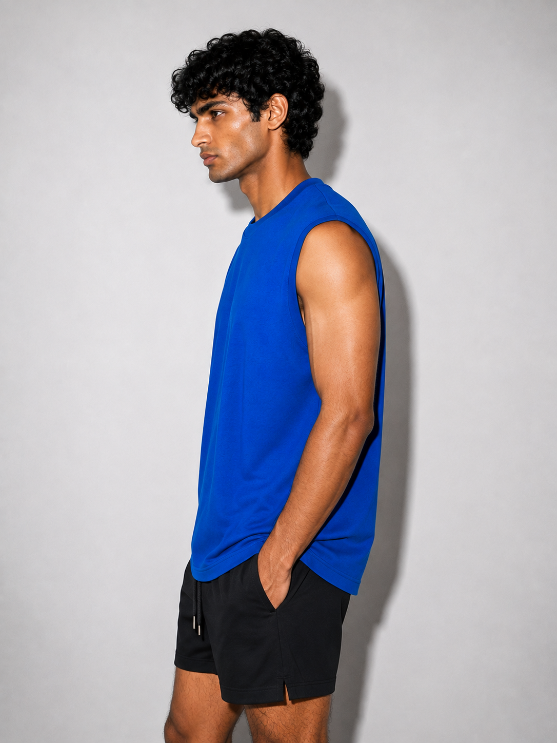 Oversized Cut Sleeve Tee - Royal Blue